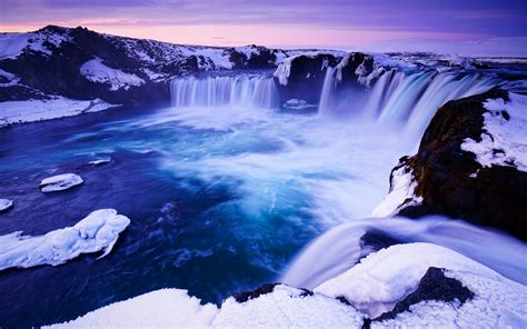 Herunterladen Hintergrundbild Godafoss Winter Wasserfall Isländische Sehenswürdigkeiten