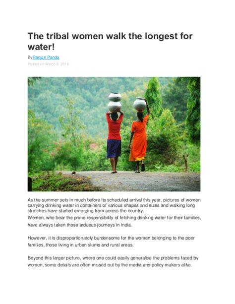 Pdf The Tribal Women Walk The Longest For Water Ranjan Panda