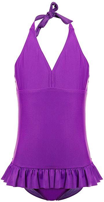 leinasen purple halter strap ruffle one piece bathing suit for girls girls bathing suits swim