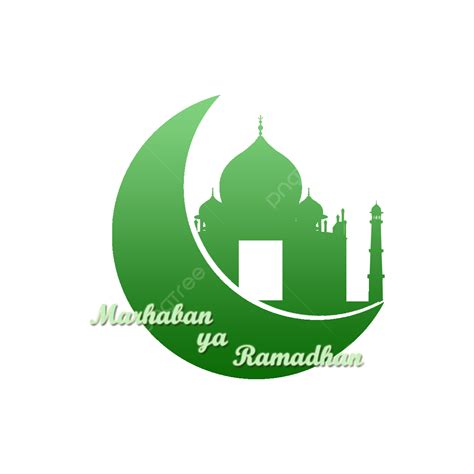 Marhaban Ya Ramadhan 2023 White Transparent Mosque In The Green Moon