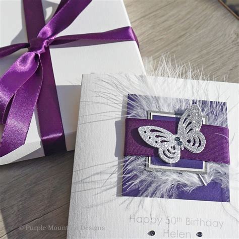Purple And Silver Butterfly Handmade Birthday Card