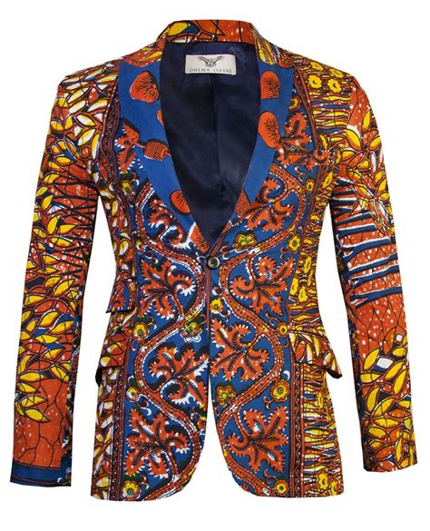 Mens African Print Blazer 1 Button Ewuasi African Print Shirt