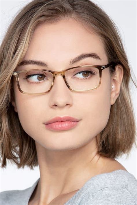 Crane Rectangle Brown Striped Full Rim Eyeglasses Eyebuydirect Glasses For Oval Faces