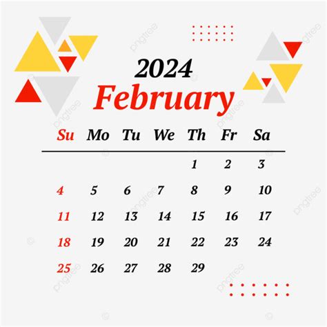 Calendario Febrero 2024 Vector Png Dibujos Calendario Febrero 2024