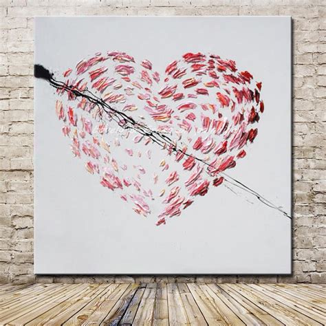 Passionate heart a pink heart shaped diamond painting by. Hand Painted Cartoon Oil Painting On Canvas Modern ...