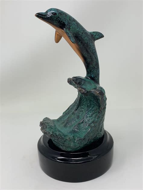 Vintage Donjo Bronze Leaping Dolphin Sculpture Etsy