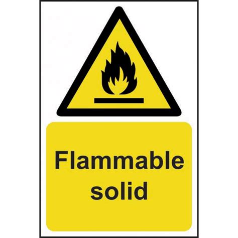 Flammable Solid Sign Self Adhesive Vinyl 200mm X 300mm RSIS