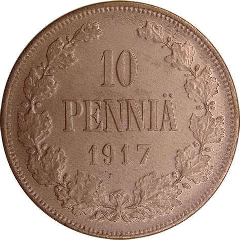 10 Penniä Nikolai Ii Civil War Coinage Finland Numista
