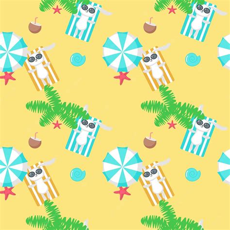 Premium Vector Vector Seamless Pattern With Cute Bunny Taking Rest On
