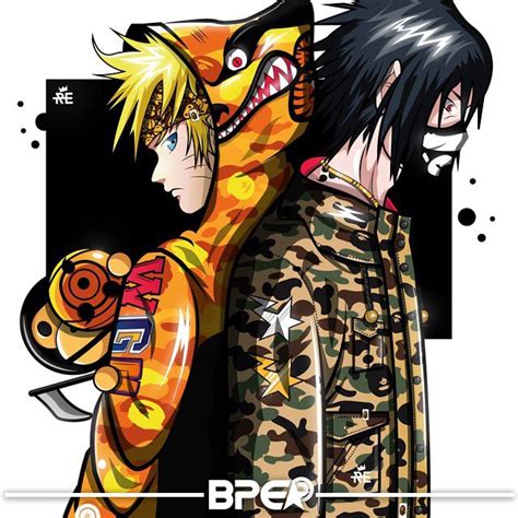 Naruto And Sasuke X Bape By Reskdstroy Black Pipe