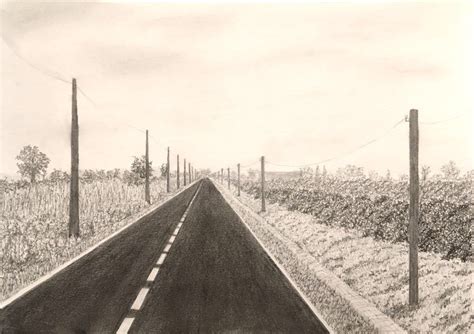 How To Draw In Linear Perspective Pencil Drawing Of A Road And
