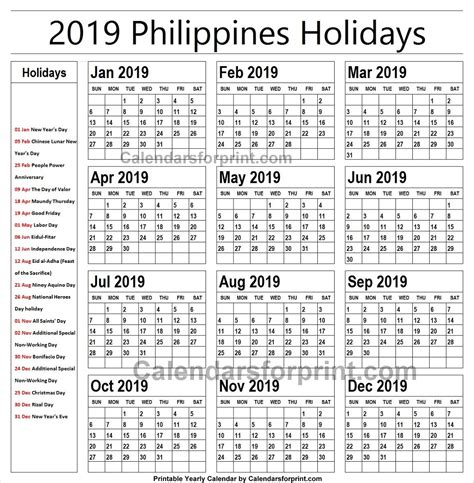 20 2019 Calendar Holidays Free Download Printable Calendar Templates ️
