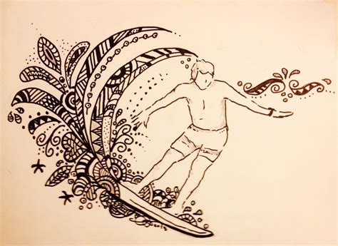 Doodlesurfsurfingwaveoceanlovepen Surf Art Drawings Drawing