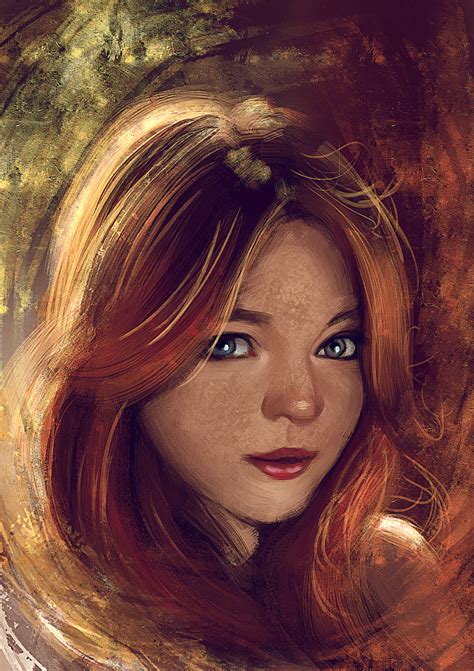 Cute Redhead Girl Art 723x1024 Wallpaper
