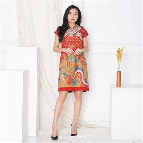 Batik ruffle asimetris yang cantik Dress Batik - Bergaya