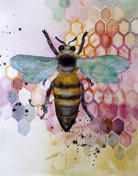 Insect Printables Honeybee Painting Downloadable Print Set Of 3 Honey