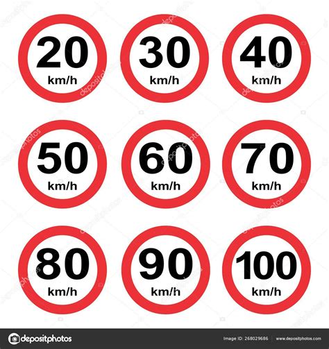Set Speed Limit Signs Stock Vector By ©luisrftc 268029686