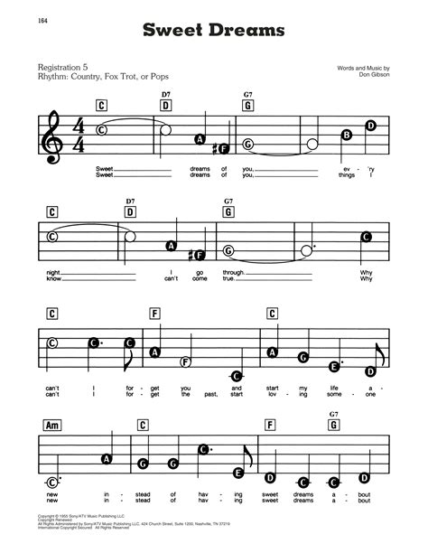 Sweet Dreams Sheet Music Patsy Cline E Z Play Today