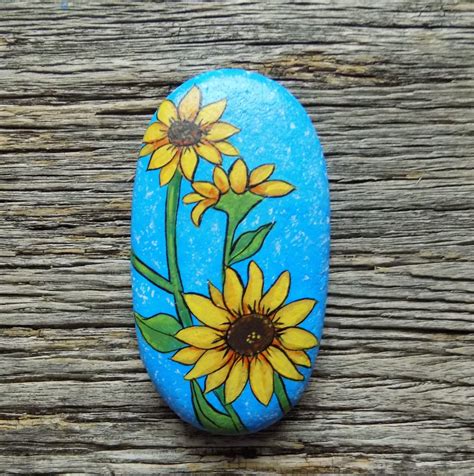 Paint Sunflower On Rock Sunflower