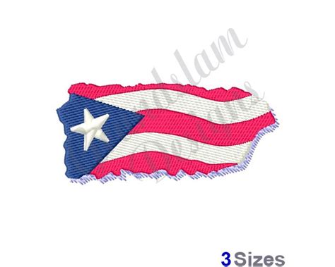 Puerto Rico Bandera Máquina Bordado Diseño Diseños De Etsy