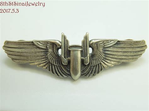 Wwii Us Military Sterling Silver Air Pilot Bomber Gunner Wings Badge