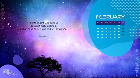 February Desktop Calendar Wallpaper With Bible Verse - 5786 » Words Just For You! - Best ...
