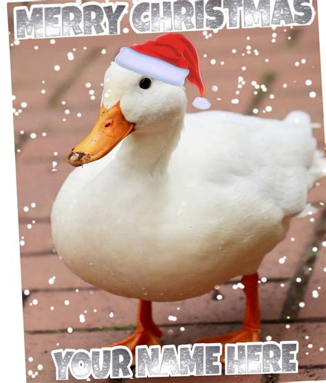 White Duck With Santa Hat Merry Christmas Holidays Etsy