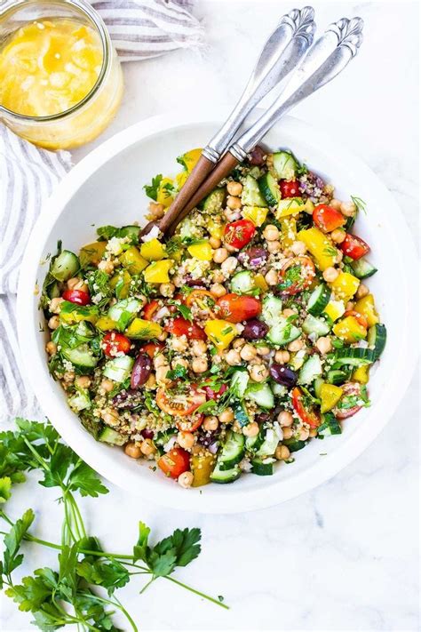 Lemony Chickpea Quinoa Salad Recipe Vegan Salad Recipes Main Dish