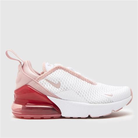 Kids Girls Junior White And Pink Nike Air Max 270 Trainers Schuh