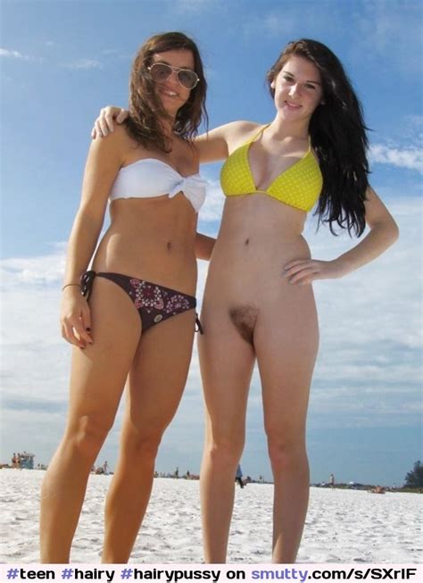 Teen Hairy Hairypussy Bikini Bottomless Beach