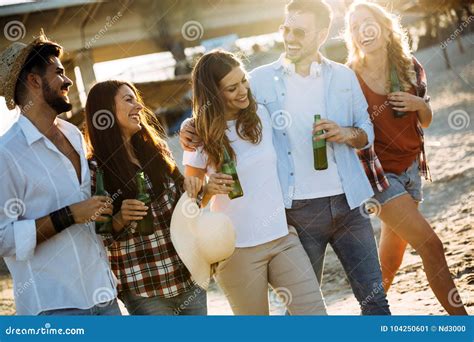 Group Of Happy Young People Enjoying Summer Vacation Stock Image