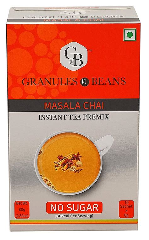 Granules N Beans Masala Chai Instant Tea Premix Low Sugar 10 Sachet