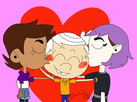 Lincoln Gets Kissed By Luz And Amity Redraw By Liljahmir08 On Deviantart