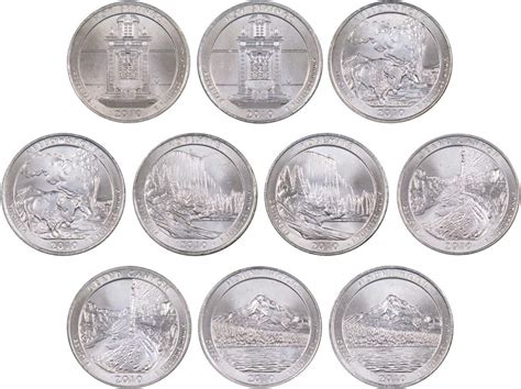 2010 Pandd 25c National Park Quarter 10 Coin Set Uncirculated Mint State