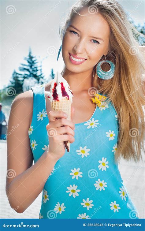 Girl With Ice Cream Stock Image Image Of Girl Outdoor 25628045