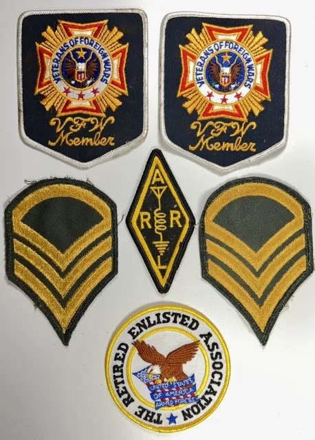 Korean War Us Military Patches Ranking Insignia Lot Of 6 Vintage 1299