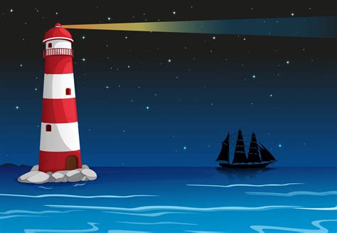 A Lighthouse In The Middle Of The Ocean 522905 Vector Art At Vecteezy