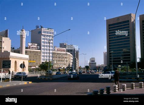 Kuwait City Kuwait Street Scene Traffic On Road By Bank Square With