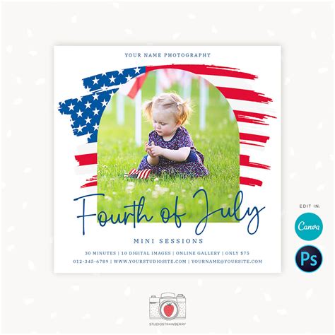 Fourth Of July Mini Sessions Template For Canva And Photoshop