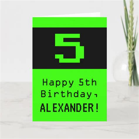 5th Birthday Nerdy Geeky Style 5 And Name Card Zazzle