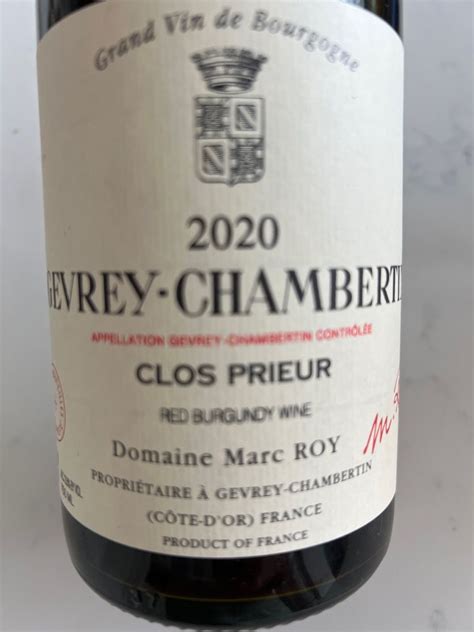 2020 Domaine Marc Roy Gevrey Chambertin Clos Prieur France Burgundy