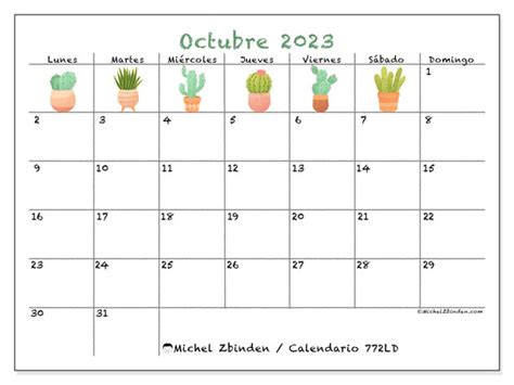 Calendario Octubre De 2023 Para Imprimir “53ld” Michel Zbinden Cr