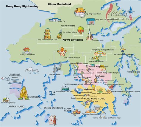 Детальная туристическая карта Гонконга Гонконг подробная карта