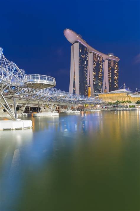 Helix Bridge Waterfront View Singapore Editorial Image Image Of