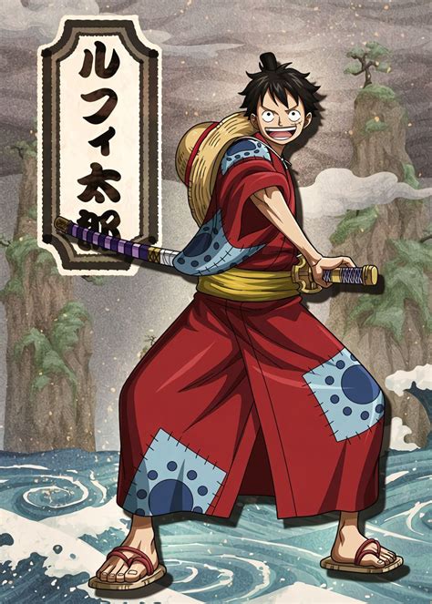 Luffy Wano One Piece Poster By Onepiecetreasure Displate ルフィ