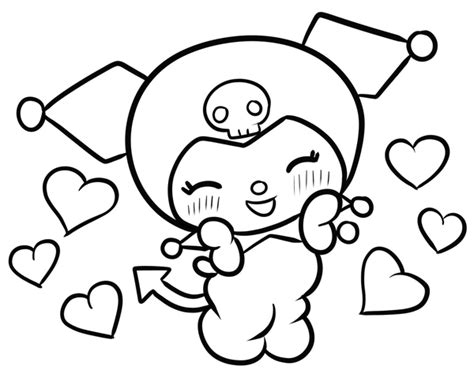 🖍️ Kuromi And Hearts Printable Coloring Page For Free