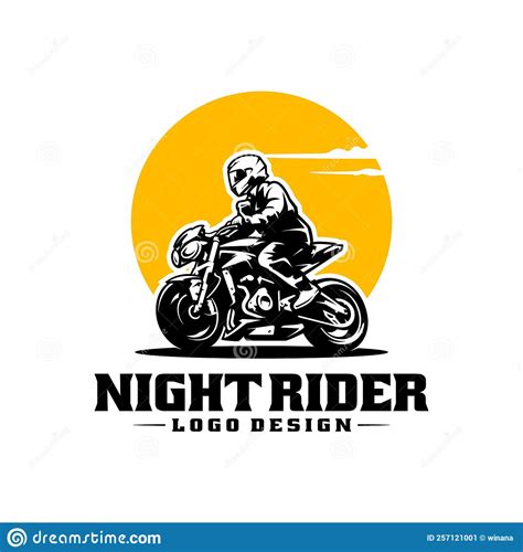 Touring Biker Riding Motorcycle Logo Vector Stock Vector Illustration