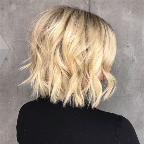 Medium Blonde Bob With Textured Layers Medium Blonde Bob Blonde Bobs