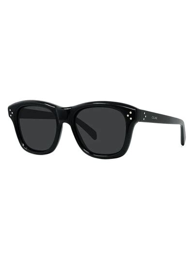 Celine 53mm Rectangular Sunglasses In Shiny Black Smoke Modesens