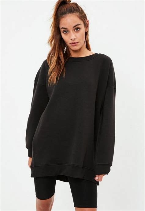 Shop for the latest sweatshirts in designer & crew neck styles in plain colours or printed at asos. Black Fleeceback Oversized Crew Neck Sweatshirt | Missguided